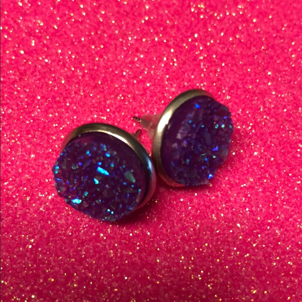 Light Purple Druzy Earrings